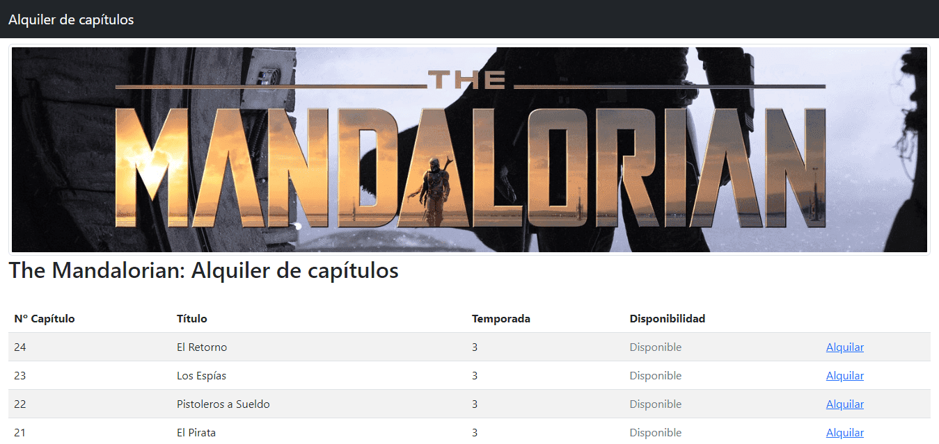 'The Mandalorian' Episode Rental - Web API